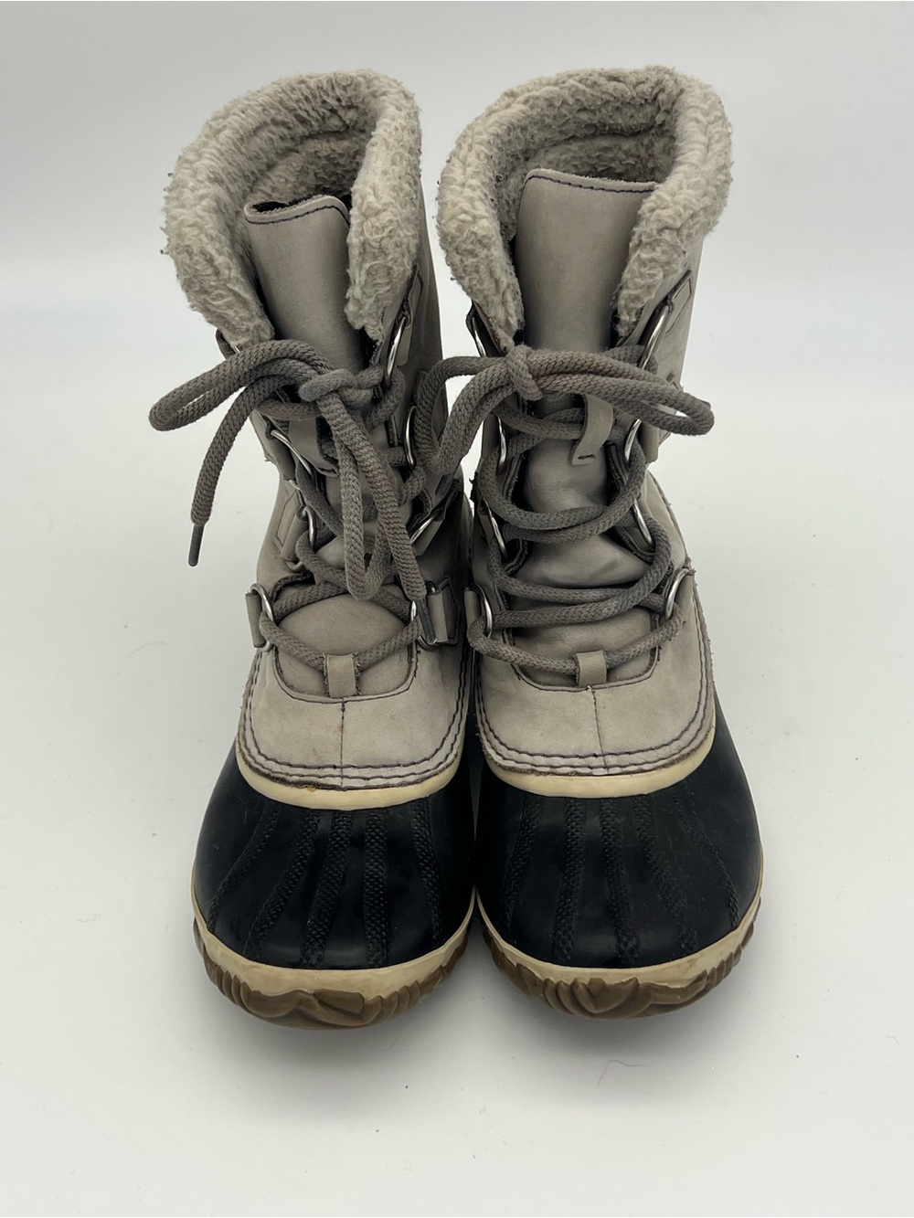 Sorel Women's 8.5 Caribou Slim winter boots Quarry Grey shoes leather duck - Picture 4 of 7
